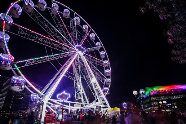 Ferris Wheel at night at Darling Harbour