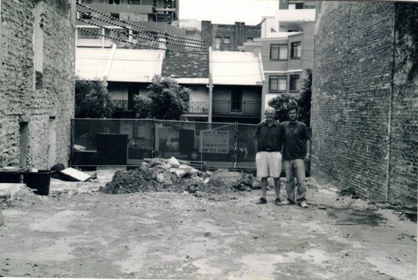 Harvey standing at demolished terraces